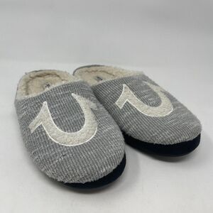 True Religion Men’s‎ Gray Logo Slippers Size M (9-10) Sherpa Lined Indoor Shoes